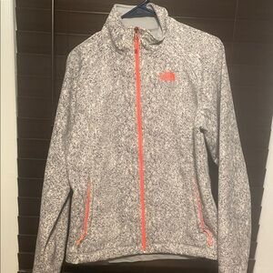 The North Face Women's Speckled Gray Jacket with Bright Orange Zipper
